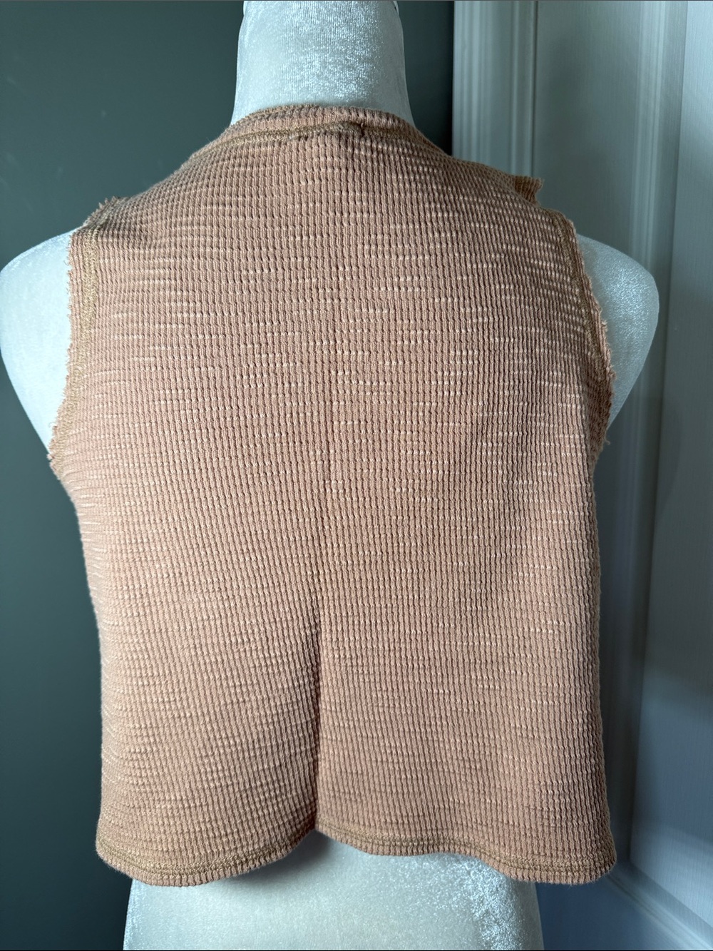 Aerie Waffle Knit Cropped Tank Top Henley Brown Size Small - Picture 5 of 8